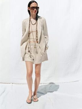 Beige Perforated blazer